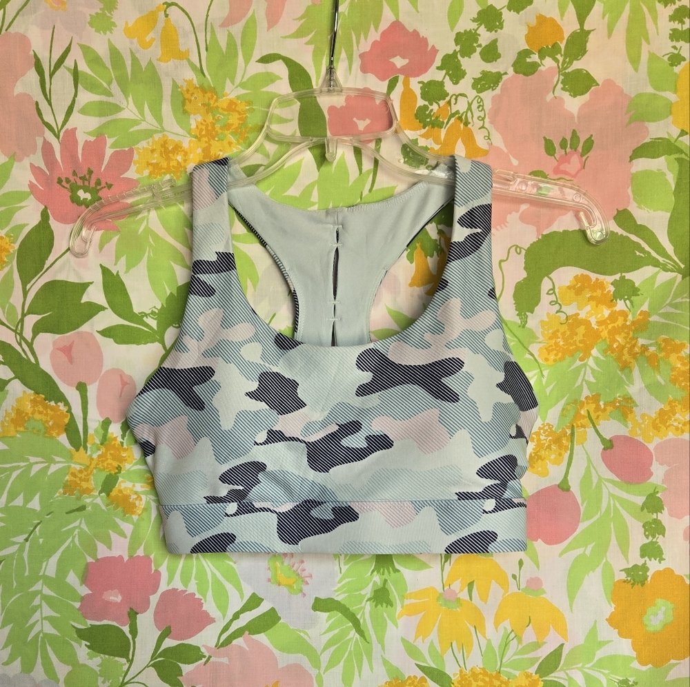 Dip Blue Camo Racerback Sports Bra